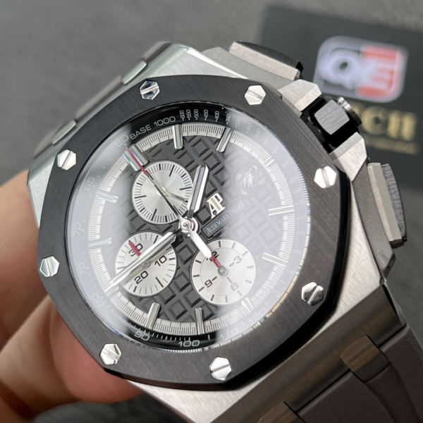 AUdemars Piguet Royal Oak Offshore Chronograph Panda dial Ceramic Bezel on Black Rubber Strap 44mm Super Clone - Image 5