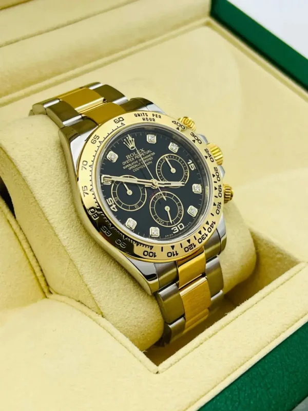 Rolex Cosmograph Daytona 116503 Two Tone Yellow Gold & Steel with Diamond Black Dial - Image 9