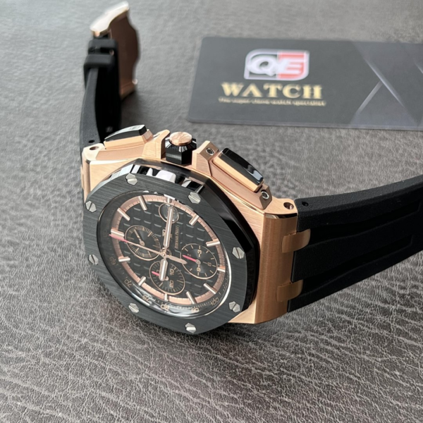 AUdemars Piguet Royal Oak Offshore Chronograph Rose gold Ceramic Bezel on Black Rubber Strap 44mm Super Clone - Image 10