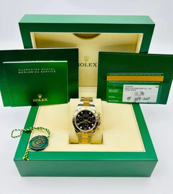 Rolex Cosmograph Daytona 116503 Two Tone Yellow Gold & Steel with Diamond Black Dial - Image 6