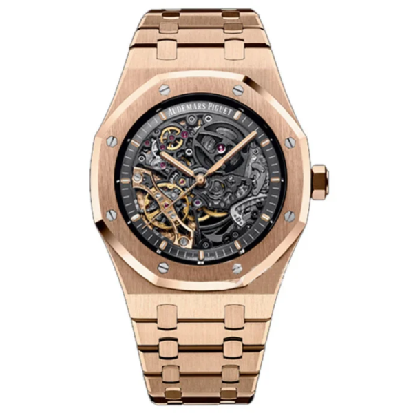 Audemars Piguet Royal Oak 15407OR.oo.1220OR.01 Grey Openworked Dial 41Mm Rose gold Top replica