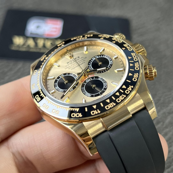 Rolex Cosmograph New Daytona 126518LN Yellow Gold Oysterflex with Champagne Dial 4131 movement Super Clone - Image 4