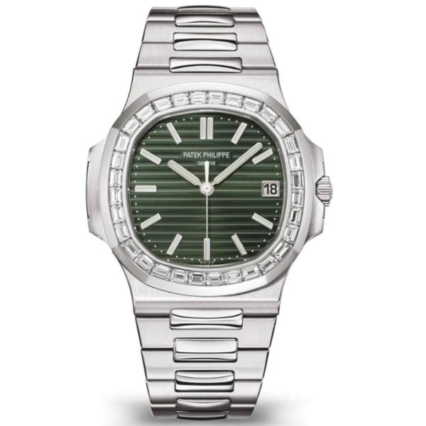 PATEK PHILIPPE Nautilus Stainless Steel with Green Dial and Diamond Bezel (40mm) Super Clone