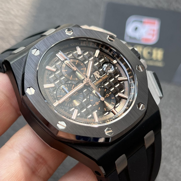 AUdemars Piguet Royal Oak Offshore Chronograph Full Ceramic on Black Rubber Strap 44mm Super Clone - Image 5