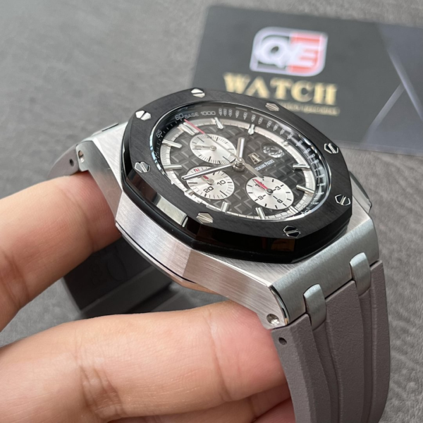 AUdemars Piguet Royal Oak Offshore Chronograph Panda dial Ceramic Bezel on Black Rubber Strap 44mm Super Clone - Image 7
