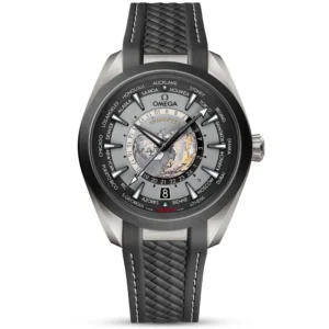 OMEGA Seamaster Aqua Terra GMT Worldtimer 43mm Titanium Black Dial Strap Watch