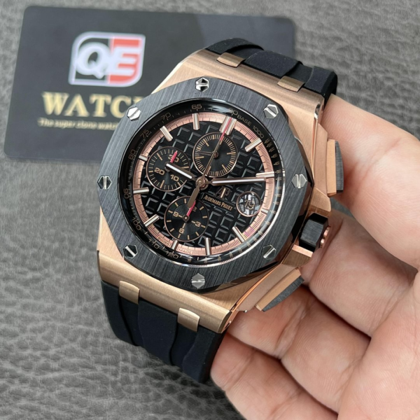 AUdemars Piguet Royal Oak Offshore Chronograph Rose gold Ceramic Bezel on Black Rubber Strap 44mm Super Clone - Image 2