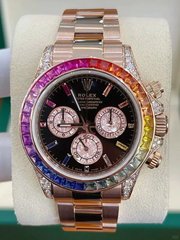 Rolex Cosmograph Daytona Rainbow Diamond Rose Gold Stainless Steel 40mm - Image 2
