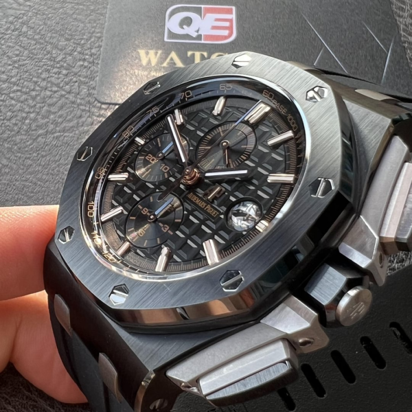 AUdemars Piguet Royal Oak Offshore Chronograph Full Ceramic on Black Rubber Strap 44mm Super Clone - Image 8