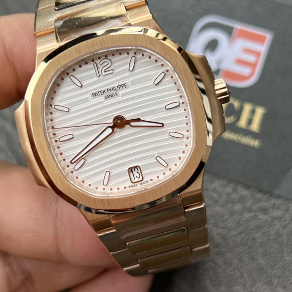 PATEK PHILIPPE Nautilus Ladies Watch 7118/1R-001 Rose Gold with White dial (35mm) Super Clone - Image 6